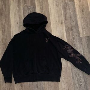 PLAYBOY x Pacsun Black Hoodie with Pink Rhinestone Accents
